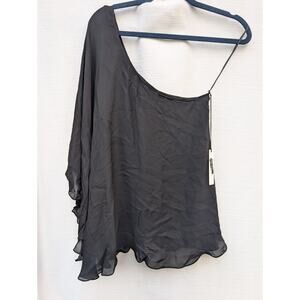 Jay Godfrey Women's One Shoulder 100% Silk Blouse Sz L Flowy Whimsigoth Witchy